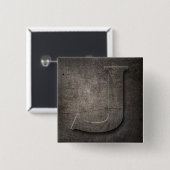 Bronze Black Metal J Monogram square Button (Voorkant /achterkant)