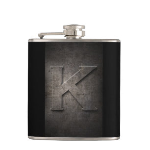 Bronze Black Metal K Monogram Flask Heupfles