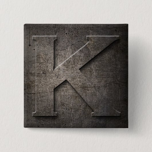 Bronze Black Metal K Monogram Square Button (Voorkant)