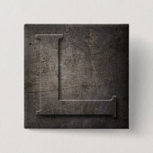 Bronze Black Metal L Monogram Square Button (Voorkant)