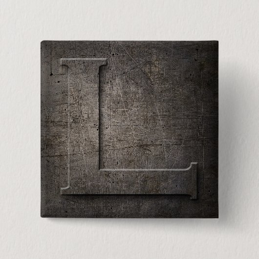 Bronze Black Metal L Monogram Square Button (Voorkant)