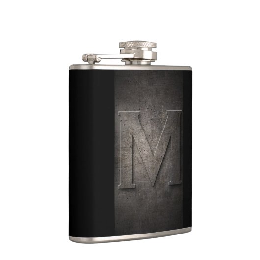 Bronze Black Metal M Monogram Flask Heupfles (Rechts)