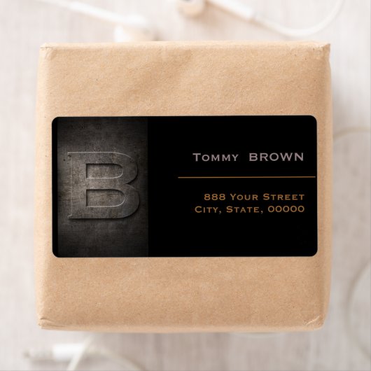 Bronze Black Metal Monogram B Adres Label (Insitu)