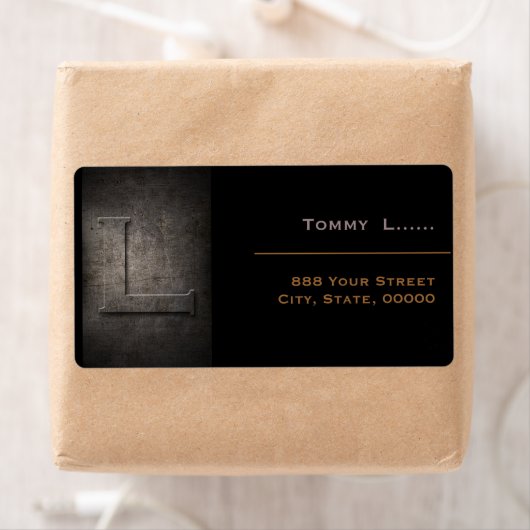 Bronze Black Metal Monogram L Adresetiketten Etiket (Insitu)