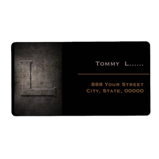 Bronze Black Metal Monogram L Adresetiketten Etiket (Voorkant)
