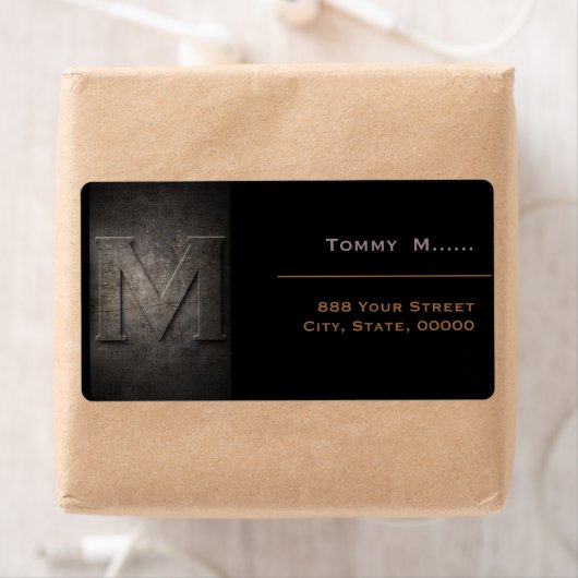 Bronze Black Metal Monogram M Adres Etiket (Insitu)