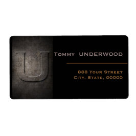 Bronze Black Metal Monogram U Adresetiketten Etiket