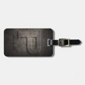 Bronze Black Metal P Monogram Travel Bagagelabel (Voorkant horizontaal)