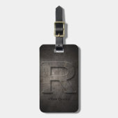 Bronze Black Metal R Monogram Travel Bagagelabel (Voorkant verticaal)