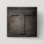 Bronze Black Metal T Monogram Square Button (Voorkant)