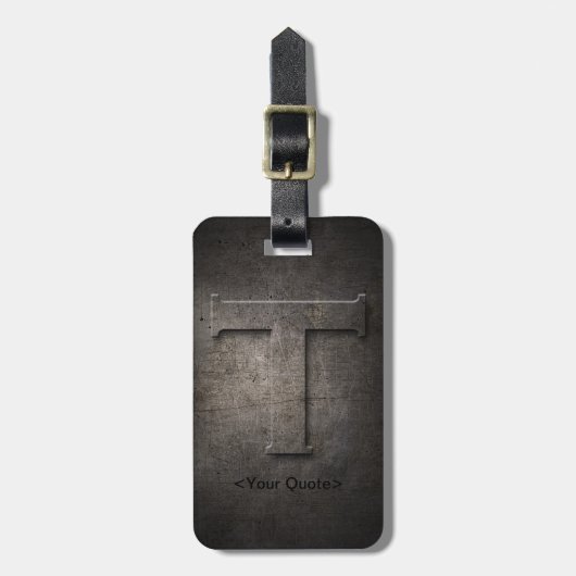 Bronze Black Metal T Monogram Travel Bagagelabel (Voorkant verticaal)