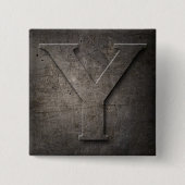 Bronze Black Metal Y Monogram Square Button (Voorkant)
