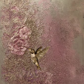 Bronze Blush, Gold Hummingbird, Embossed Patina Tissuepapier