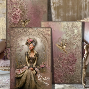 Bronze Blush Victoriaanse vrouw gouden kolibries Inpakpapier Vel