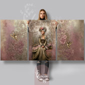 Bronze Blush Victorian Woman Gold Hummingbirds  Inpakpapier Vel