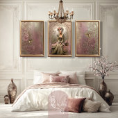 Bronze Blush Victorian Woman Gold Hummingbirds  Inpakpapier Vel