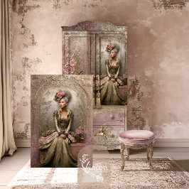 Bronze Blush Victorian Woman Portrait Art  Tissuepapier