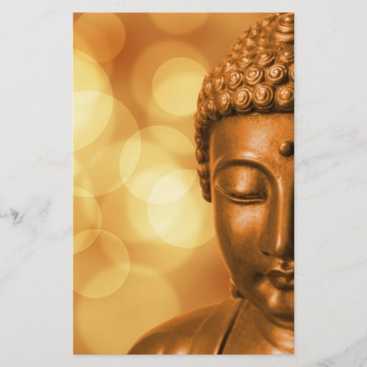Bronze Boeddha-standbeeld met Golden Bokeh-achterg Briefpapier (Voorkant)