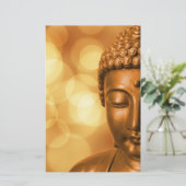 Bronze Boeddha-standbeeld met Golden Bokeh-achterg Briefpapier (Staand voorkant)