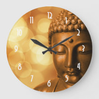 Bronze Boeddha-standbeeld met Golden Bokeh-achterg