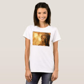 Bronze Boeddha-standbeeld met Golden Bokeh-achterg T-shirt (Voorkant volledig)
