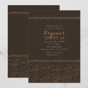 Bronze Brown Chic Sparging Glam Party-uitnodiginge Kaart
