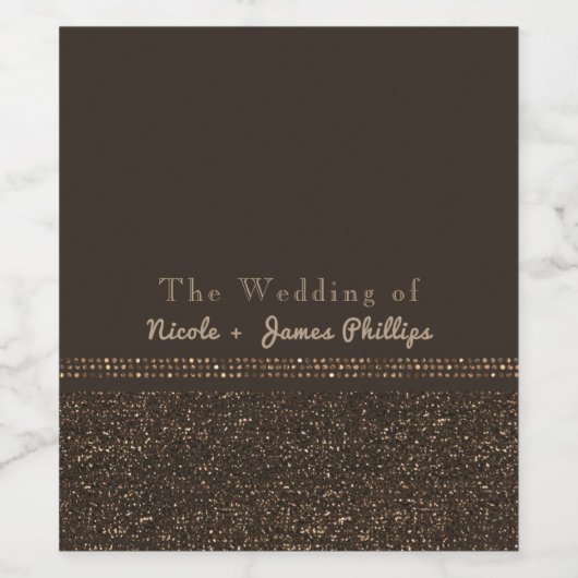 Bronze Brown Chic Sparging Glam Party Wine Labels Wijn Etiket (Enkel label)
