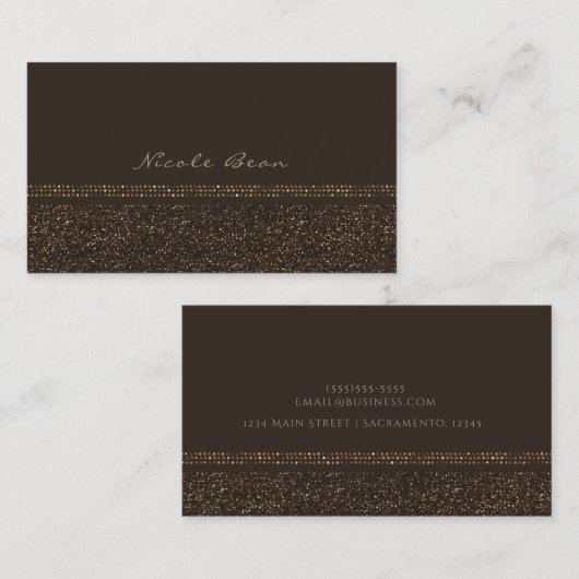 Bronze Brown Chic Sparkling Glam Elegant Custom Visitekaartje (Voorkant / Achterkant)