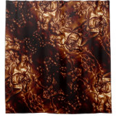 Bronze Brown Floral Embossing Art Douchegordijn (Voorkant)