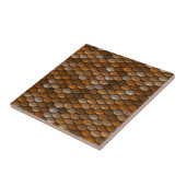 Bronze Brown Mermaid Fish Scale Dragon Texture Tegeltje (Zijkant)