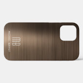 Bronze Brown Metallic Monogram Hoesje-Mate iPhone  Case-Mate iPhone Case (Achterkant (horizontaal))