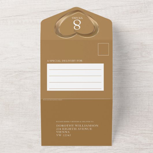 Bronze bruiloft 8 jaar feesten all in one uitnodiging (Buitenkant)