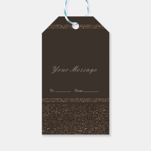 Bronze Bruin Chic Glitter Glam Feest Favor Cadeaulabel (Voorkant)