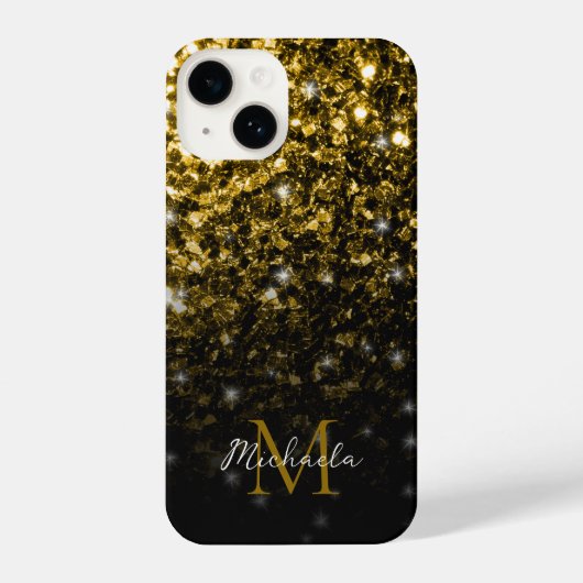 Bronze bruin koper faux glitter sparken Monogram iPhone Hoesje (Achterkant)