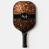 Bronze bruin koper faux glitter sparken Monogram Pickleball Paddle (Voorkant)