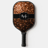 Bronze bruin koper faux glitter sparken Monogram Pickleball Paddle (Achterkant)