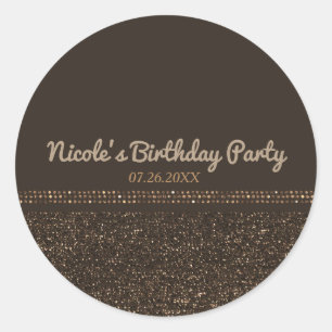 Bronze Bruine Chic Glitter Glam Feest Favor Ronde Sticker