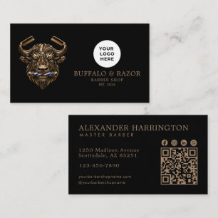 Bronze Buffalo Professional Barber Shop Qr Code Visitekaartje