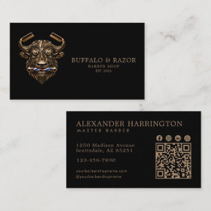 Bronze Buffalo Professional Barber Shop Qr Code Visitekaartje