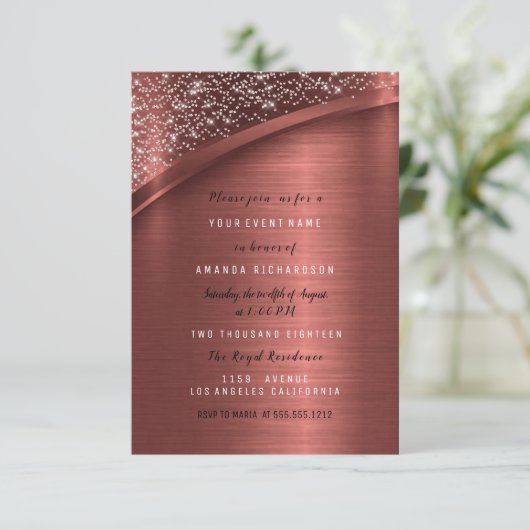 Bronze Burgundy Glitter Vrijgezellenfeest Birthday Kaart (Staand voorkant)