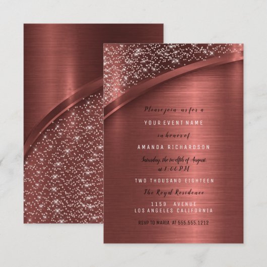 Bronze Burgundy Glitter Vrijgezellenfeest Birthday Kaart (Voorkant / Achterkant)