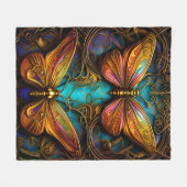 Bronze Butterflies op Aqua Blue Fleece Deken (Voorkant (Horizontaal))