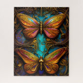 Bronze Butterflies op Aqua Blue Legpuzzel (Verticaal)