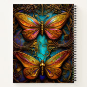 Bronze Butterflies op Aqua Blue Notitieboek (Achterkant)