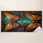 Bronze Butterflies op Aqua Blue Strandlaken (Voorkant)