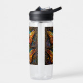 Bronze Butterflies op Aqua Blue Waterfles (Links)