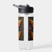 Bronze Butterflies op Aqua Blue Waterfles (Rechts)