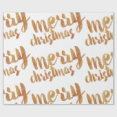 Bronze Calligraphy Merry Kerstry Cadeaupapier (Vlak)