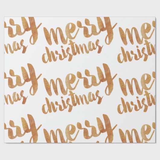 Bronze Calligraphy Merry Kerstry Cadeaupapier (Vlak)