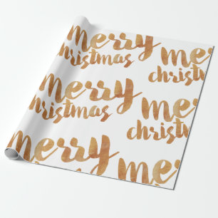Bronze Calligraphy Merry Kerstry Cadeaupapier